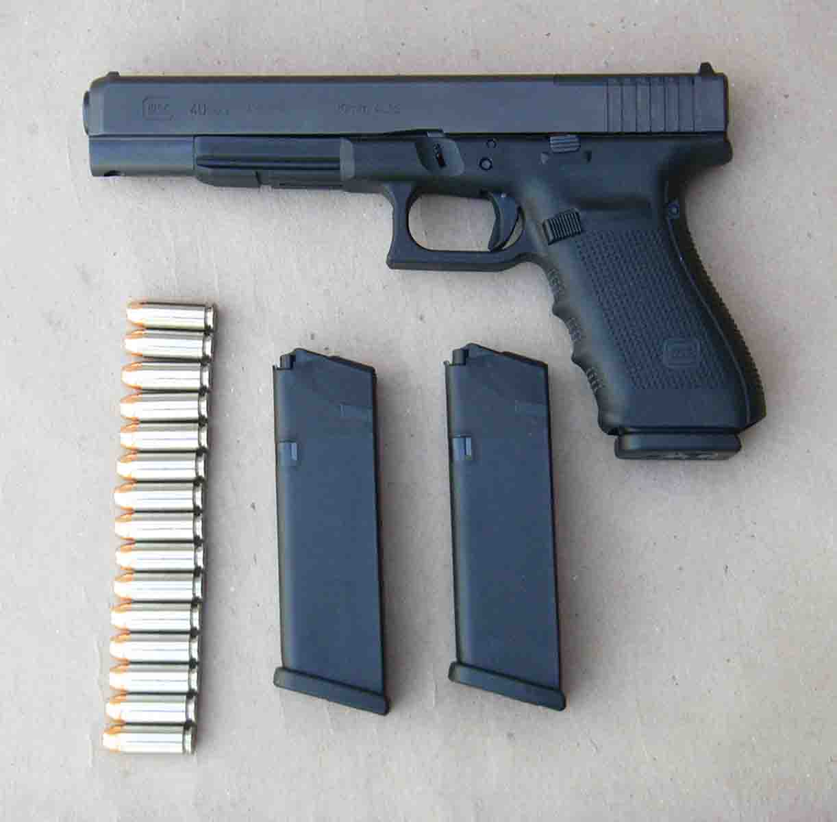 Glock’s G40 Gen4 MOS includes three 15-round magazines.